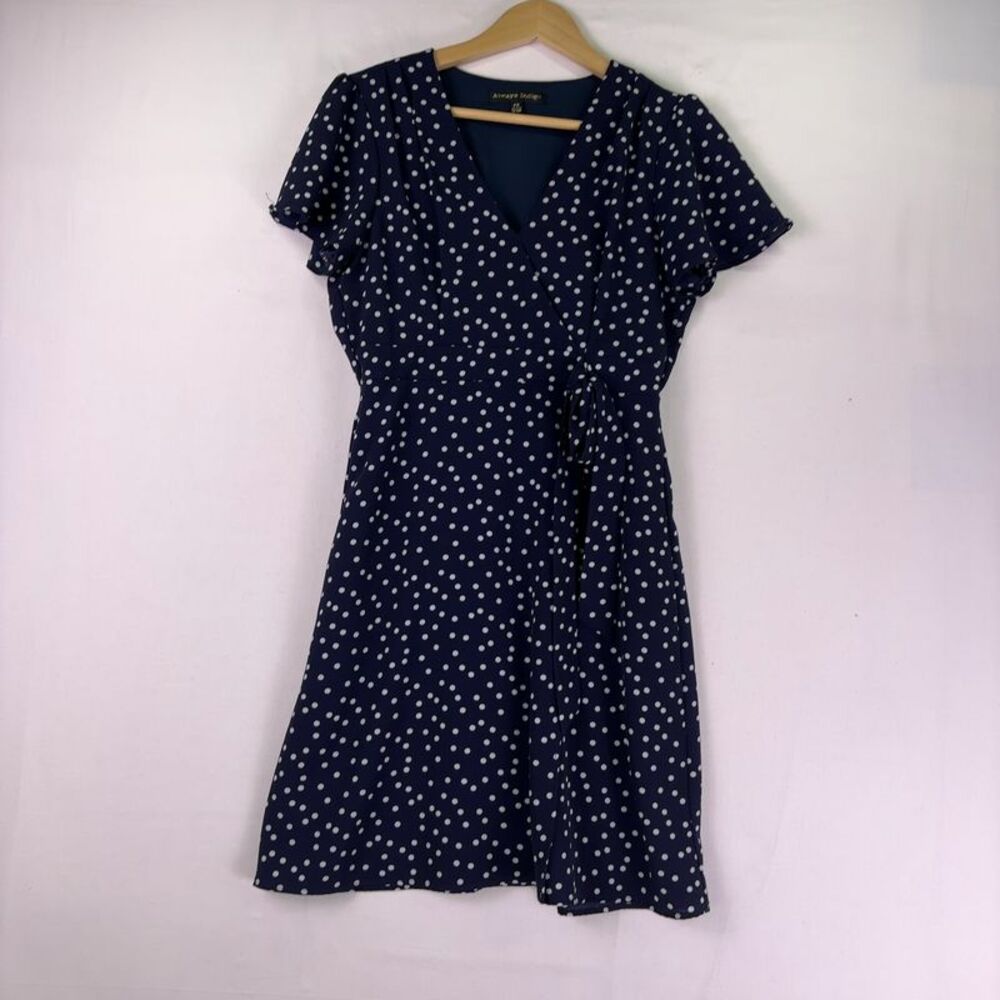 always indigo Navy Polka Dot Fit And Flare Dress